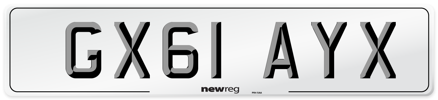 GX61 AYX Number Plate from New Reg